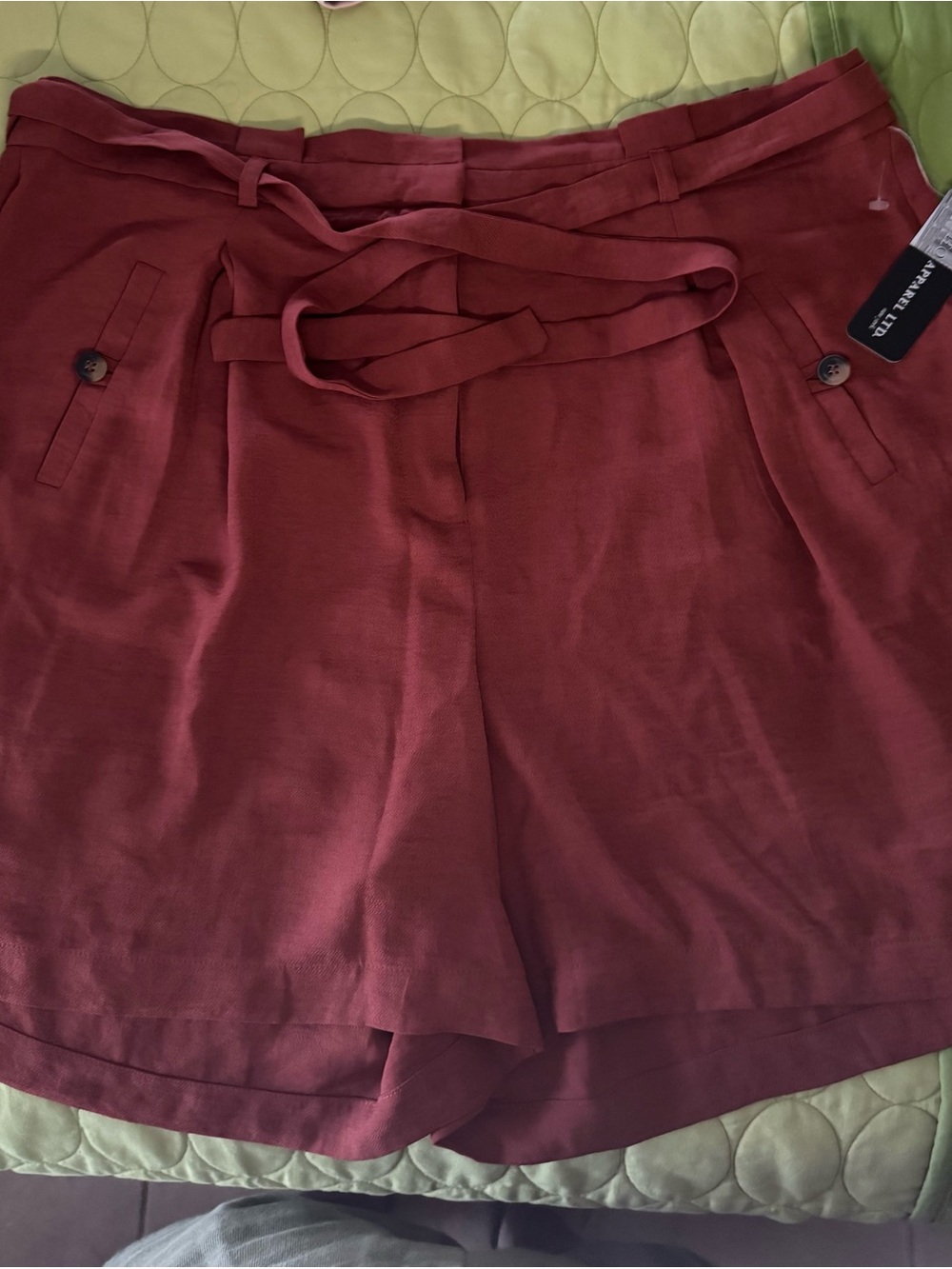 High-Rise Paperbag Waist Women’s Shorts - Rust